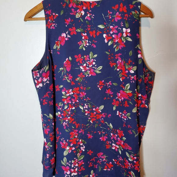 Alice Collection Navy Floral Sleeveless Top Size L - Picture 2 of 6